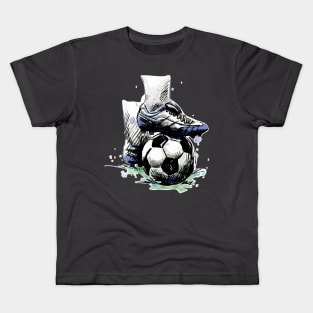 Soccer Boots and a soccer ball Kids T-Shirt